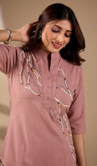 Women’s Embroidered Co-Ord Set with Straight Fit Pants