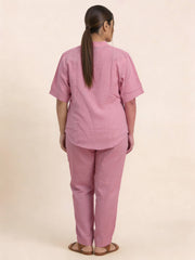 Women's Butterfly design Pink Linen Co-Ord with Embroidery Work