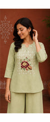 Women’s Floral Embroidered Co-Ord Set with 3/4 Sleeves