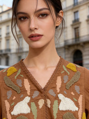 Relaxed fit brown linen shirt for women styled for casual wear