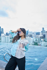 Sky Blue Art‑Embroidered Button‑Down Shirt – Relaxed Fit, Lightweight