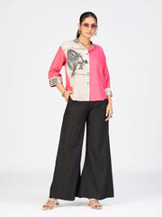 Statement Purple & Beige Leopard Print Shirt | Stylish Resort Wear for Women