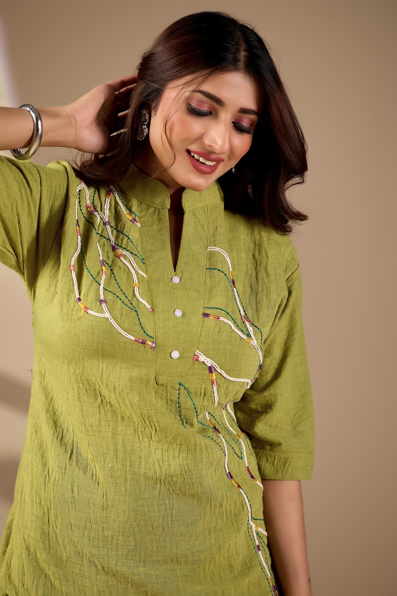 Women’s Embroidered Co-Ord Set with Straight Fit Pants