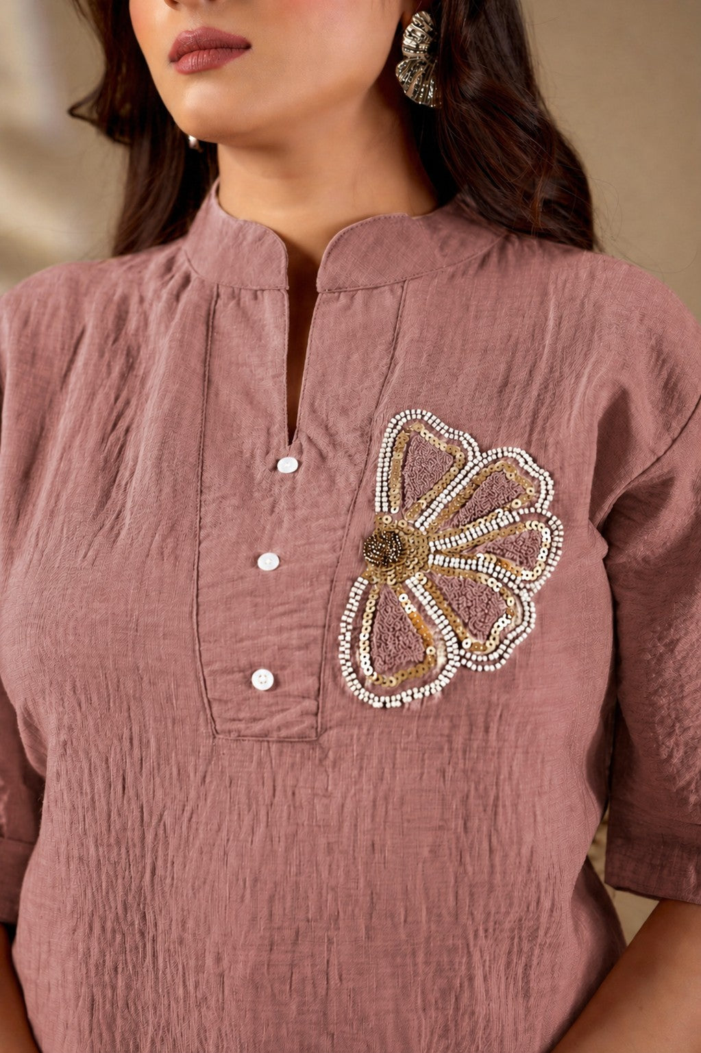 Women’s Embroidered Co-Ord Set with Straight Fit Pants