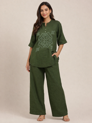 Embroidered Relaxed Fit Co-ord Set for Women