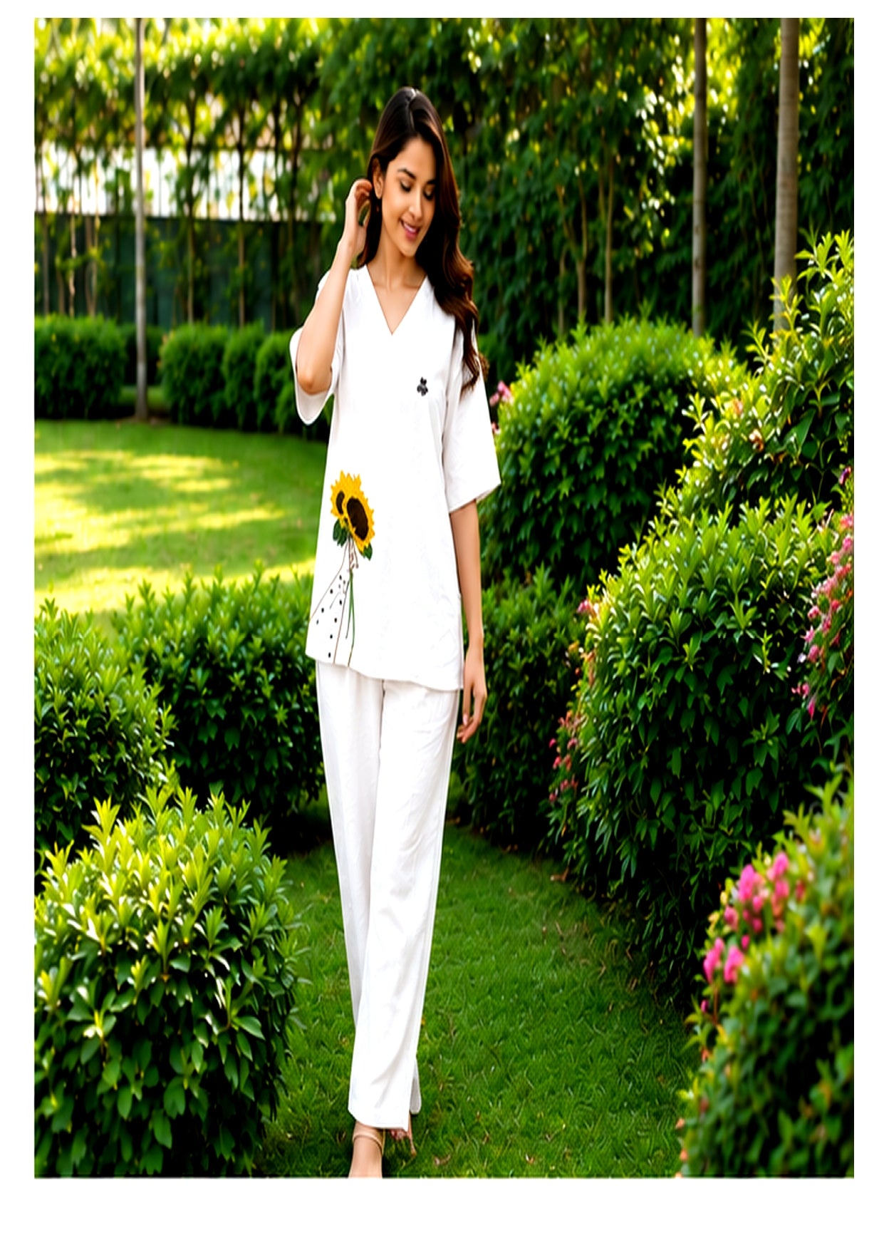 Women’s Floral Printed Co-Ord Set | Relaxed Fit Top & Wide Leg Pants
