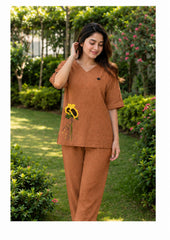 Women’s Floral Printed Co-Ord Set | Relaxed Fit Top & Wide Leg Pants