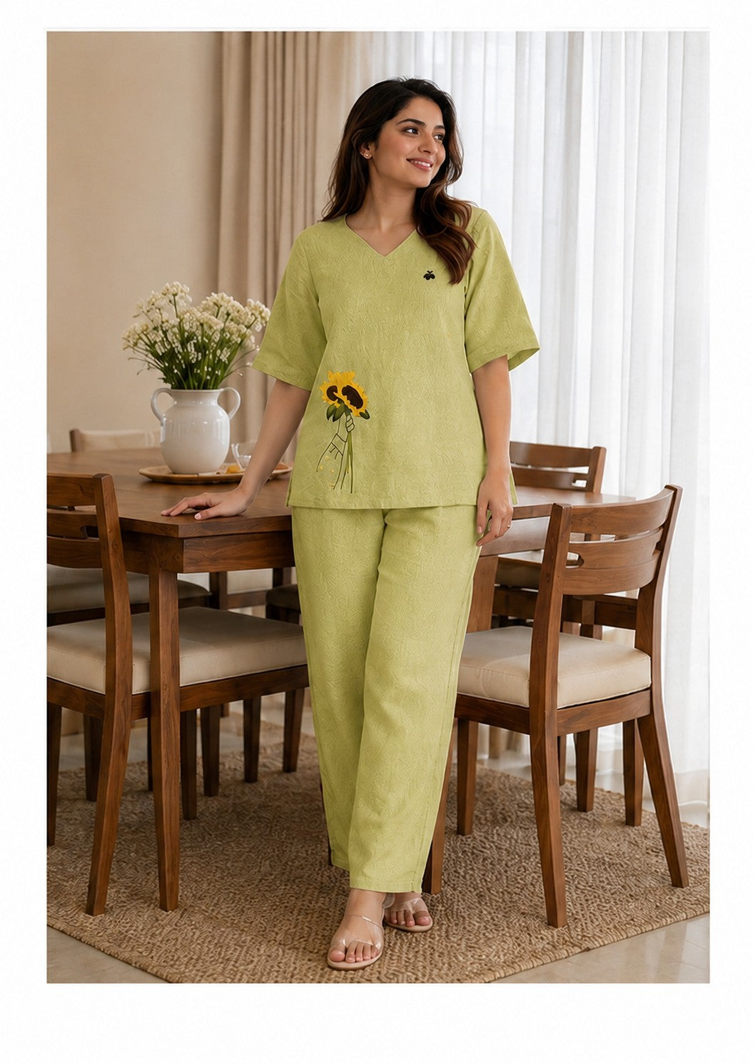 Women’s Floral Printed Co-Ord Set | Relaxed Fit Top & Wide Leg Pants
