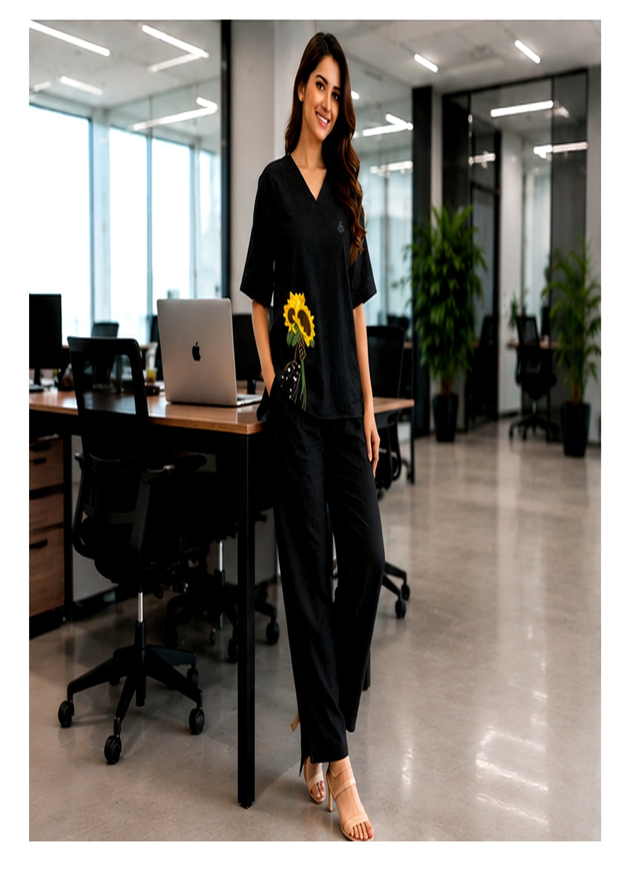Women’s Floral Printed Co-Ord Set | Relaxed Fit Top & Wide Leg Pants