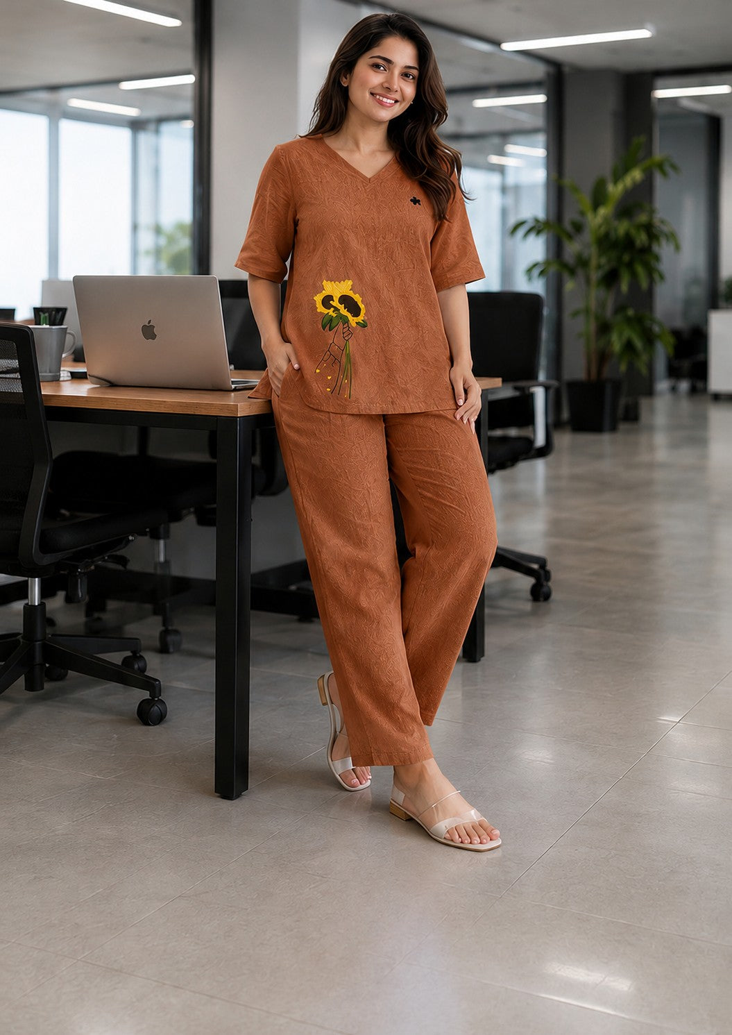 Women’s Floral Printed Co-Ord Set | Relaxed Fit Top & Wide Leg Pants