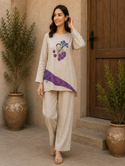 Women's Printed Co-Ord Set with Relaxed Fit Top & Wide-Leg Pants