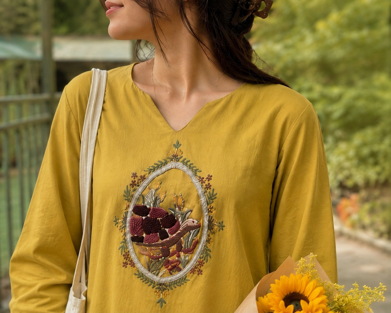 Women's Embroidered Co-Ord Set with Relaxed Fit Pants