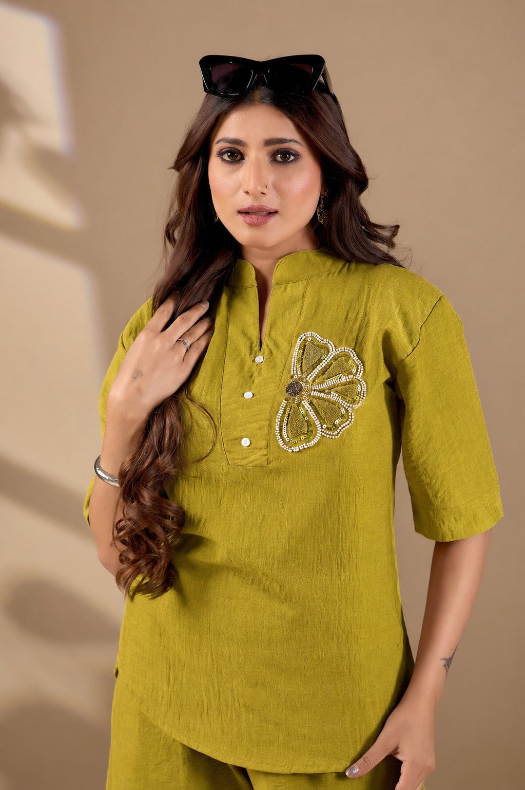 Women’s Embroidered Co-Ord Set with Straight Fit Pants