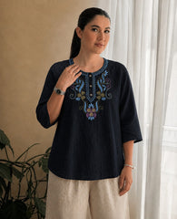 Women’s Embroidered Straight Fit Ethnic Top