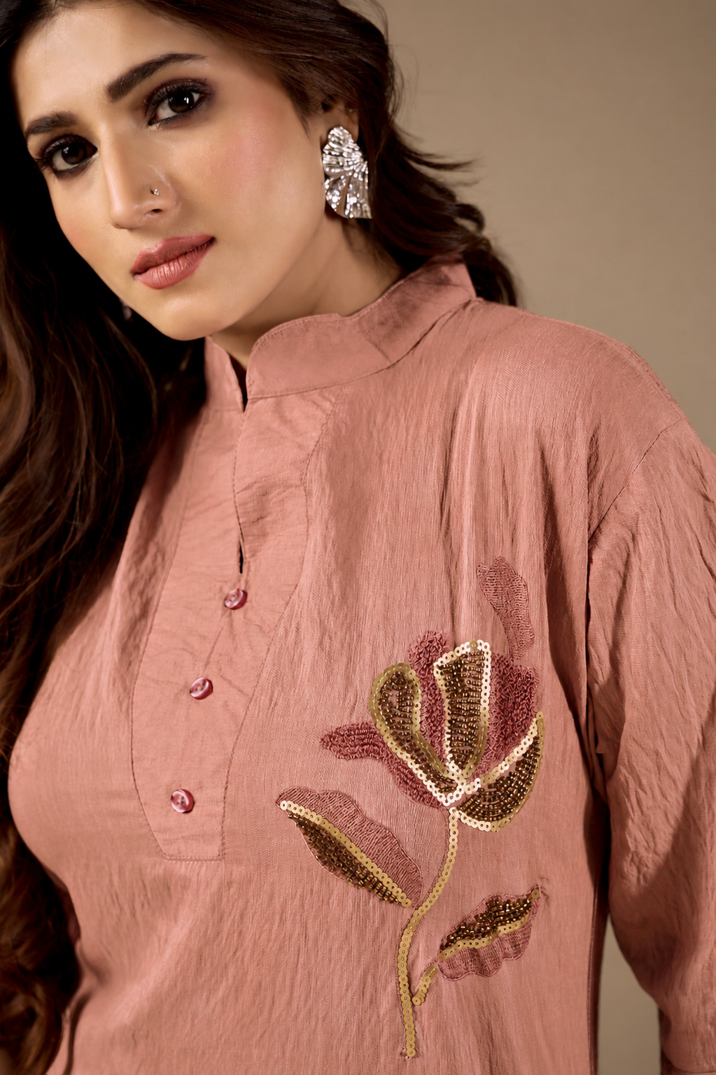 Women’s Embroidered Co-Ord Set with Straight Fit Pants