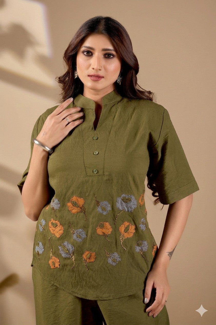 Women’s Floral Embroidered Straight Fit Top for Casual & Ethnic Wear