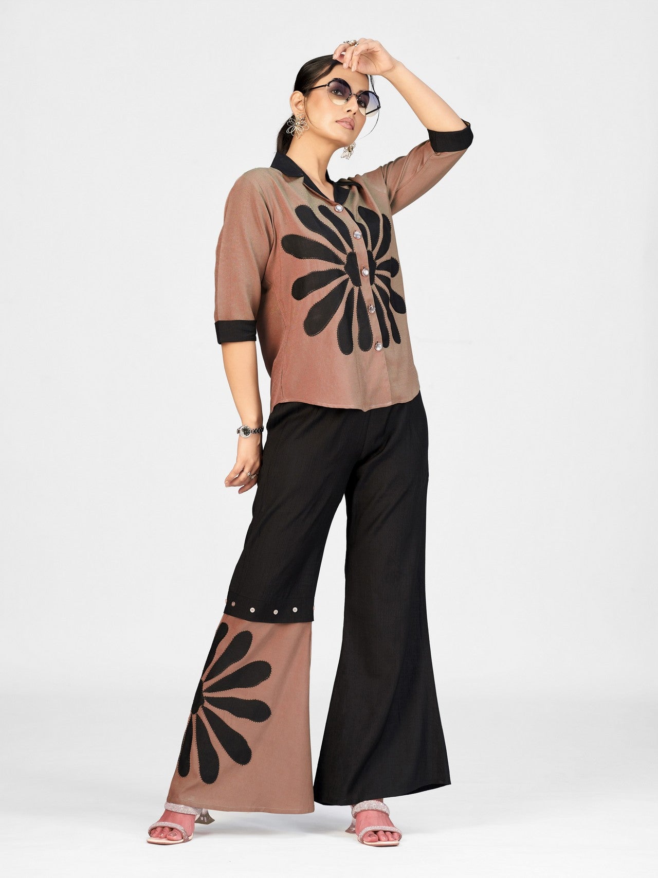 Stylish Olive Green & Black Printed Co-Ord Set for Women