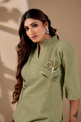 Women’s Embroidered Co-Ord Set with Straight Fit Pants