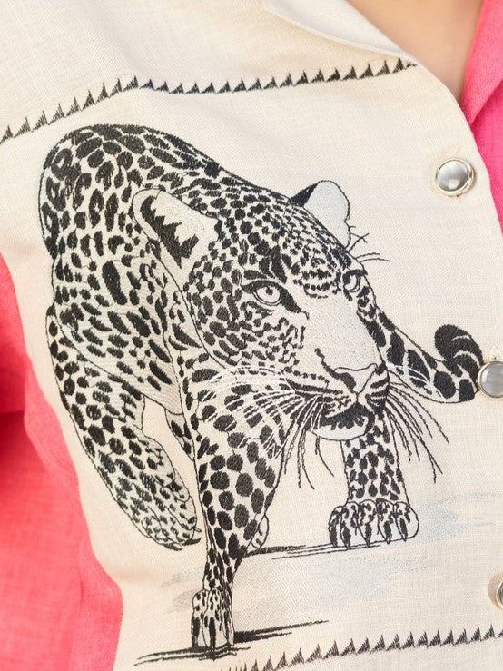 Statement Purple & Beige Leopard Print Shirt | Stylish Resort Wear for Women