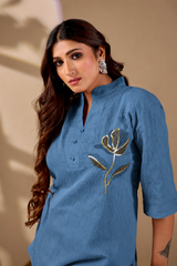 Women’s Embroidered Co-Ord Set with Straight Fit Pants