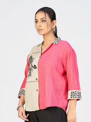 Statement Purple & Beige Leopard Print Shirt | Stylish Resort Wear for Women